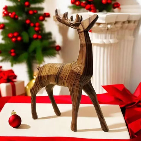 Statue Renne Origami en bois 24 cm
