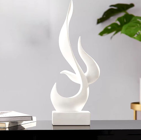 Sculpture abstraite flamme blanche 15 cm