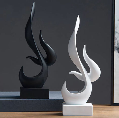 Sculpture abstraite flamme noire 15 cm