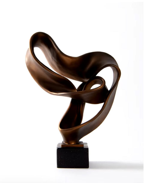 Sculpture abstraite couleur bronze en résine 45 cm