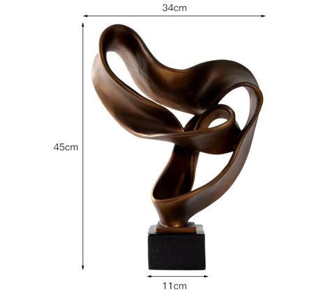 Sculpture abstraite couleur bronze en résine 45 cm