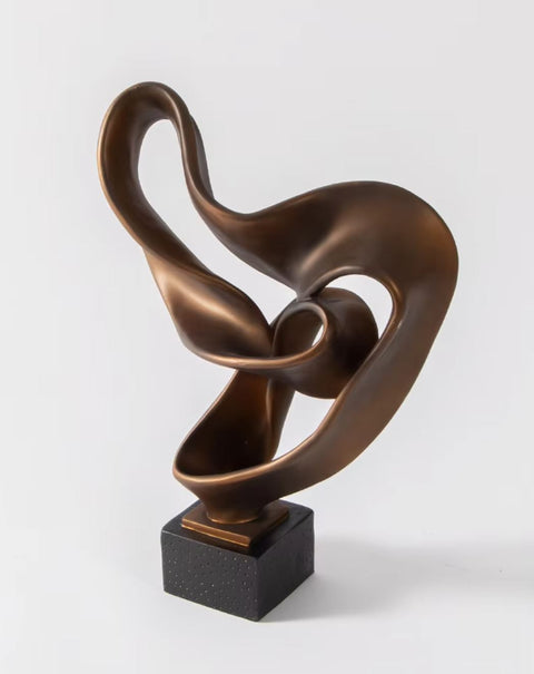 Sculpture abstraite couleur bronze en résine 45 cm