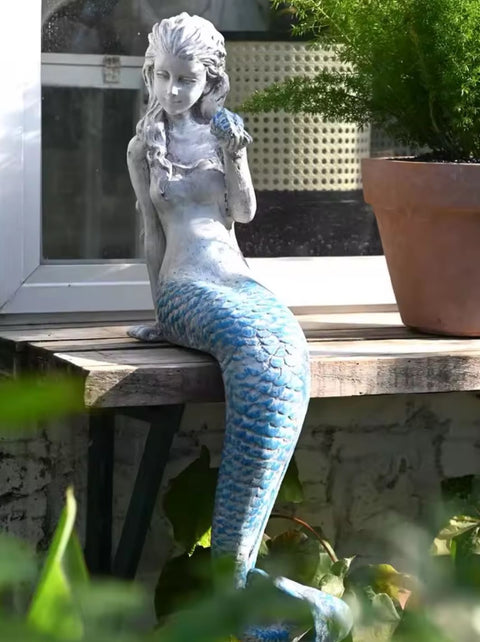 Statue femme sirène pour extérieur 63 cm