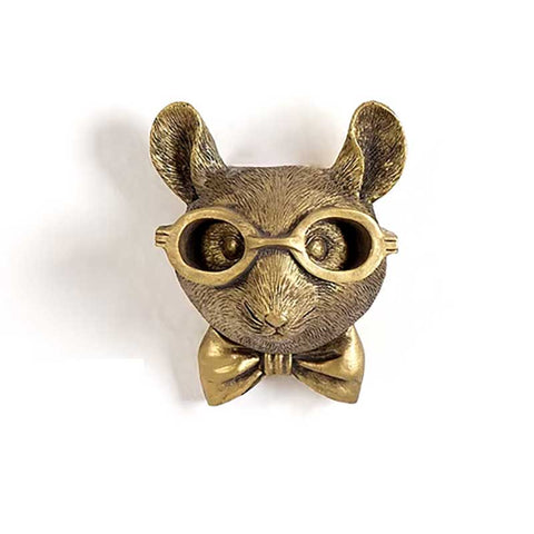 Statue murale tête de souris dorée 11 cm