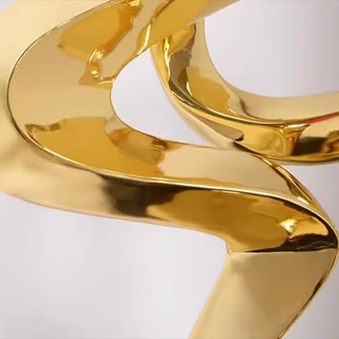 Statue design abstraite dorée en résine – Sculpture décorative 49 cm