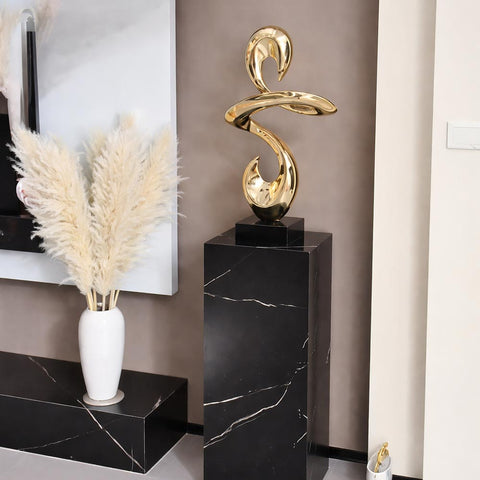 Statue design abstraite dorée en résine – Sculpture décorative 49 cm