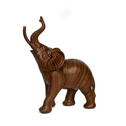 Statue éléphant en résine imitation bois 26 cm