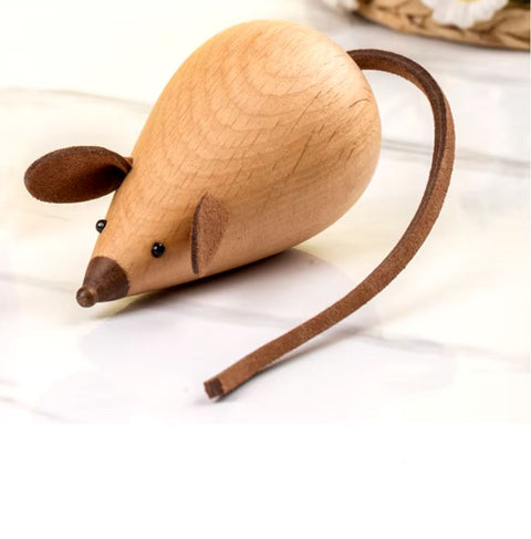 Statue souris en bois style nordique 6 cm