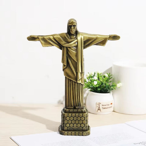 Statue du Christ Rédempteur en métal 18 cm