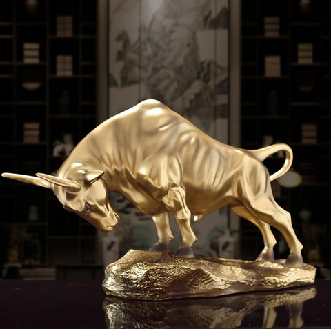 Statue taureau doré 20 cm