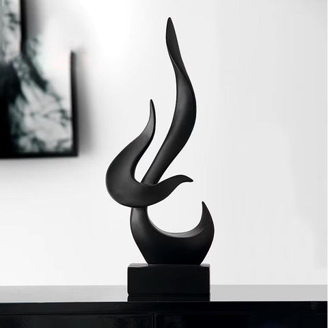 Sculpture abstraite flamme noire 15 cm