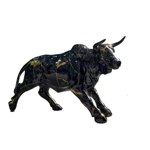 Statue Taureau noir resine 18 cm