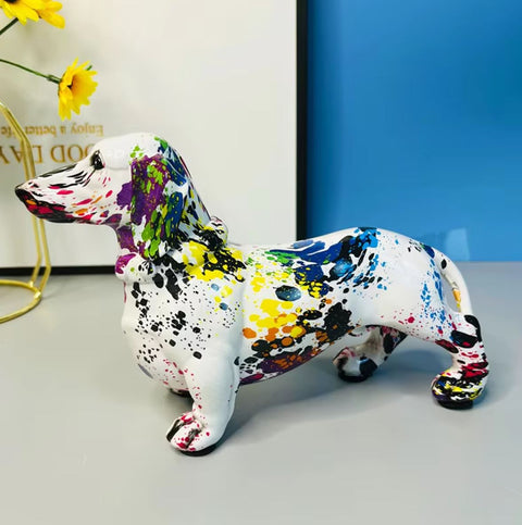 Statue chien teckel  stain 13 cm