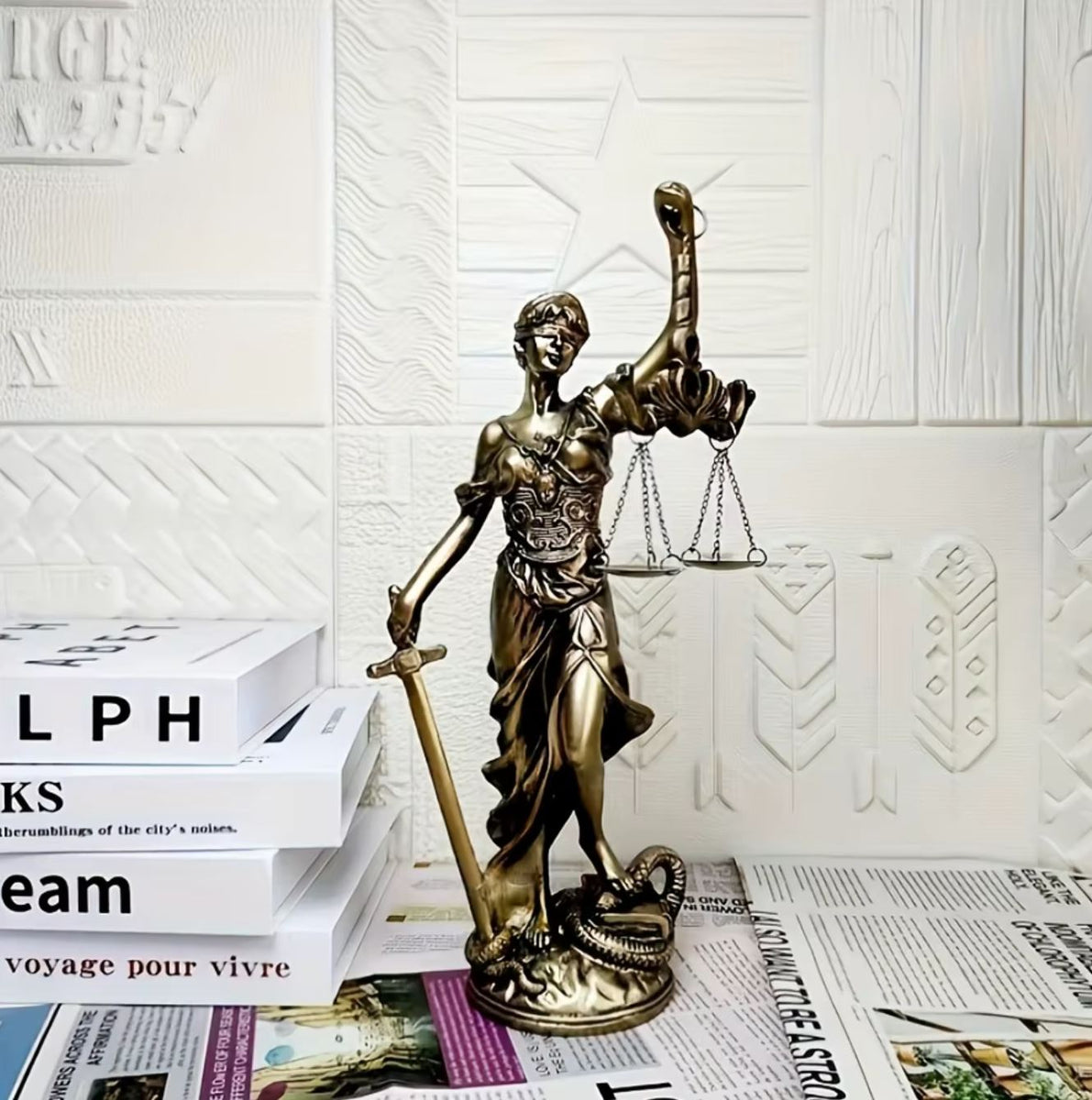 Grande Statue Justitia Déesse De La Justice – Bronze Style Antique, 63 Cm, XL