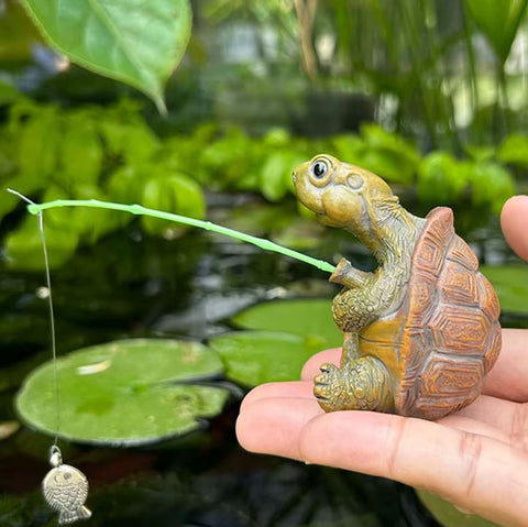 Statu tortue qui pèche 5 cm