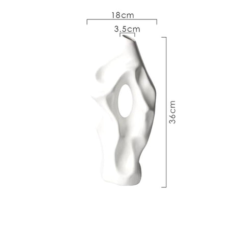 Vase abstrait en céramique blanc 36 cm