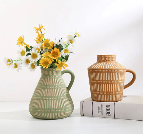 Vase céramique antique grec vert 15 cm