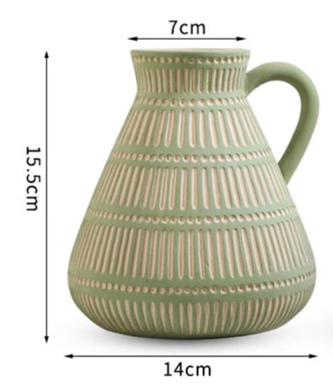 Vase céramique antique grec vert 15 cm
