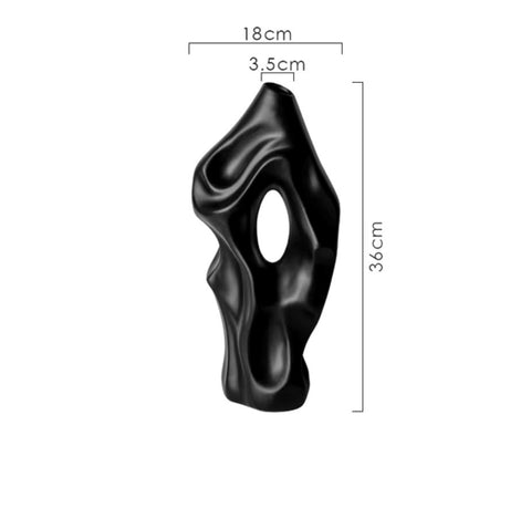 Vase abstrait en céramique noir 36 cm