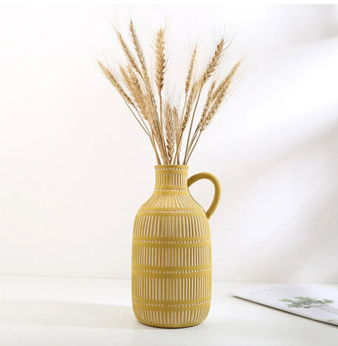 Vase céramique antique grec jaune 24 cm