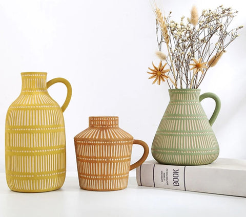 Vase céramique antique grec jaune 24 cm