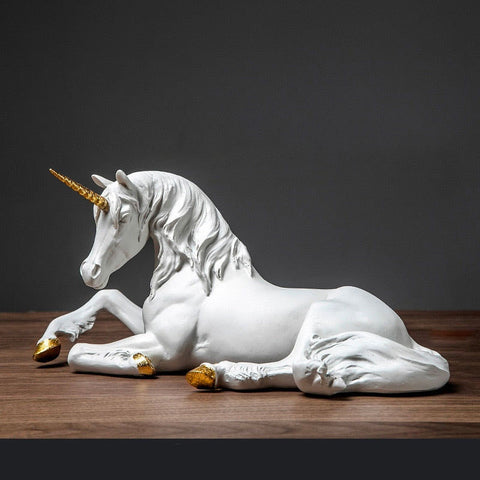Statue Cheval licorne<br/> Blanc