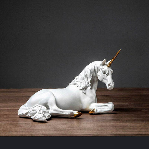 Statue Cheval licorne<br/> Blanc