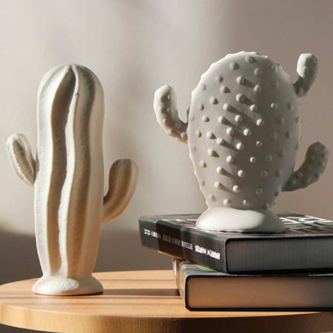 Sculpture Moderne <br/> Cactus Blanc de Décoration