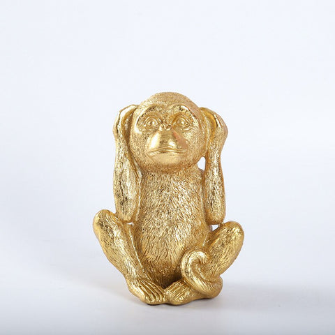Statue Gorille <br/> Les 3 Singes de la Sagesse Déco 14 cm