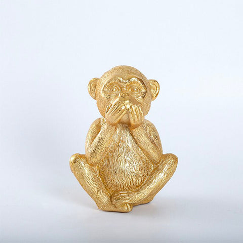 Statue Gorille <br/> Les 3 Singes de la Sagesse Déco 14 cm