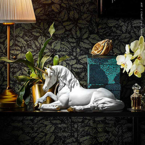 Statue Cheval licorne<br/> Blanc