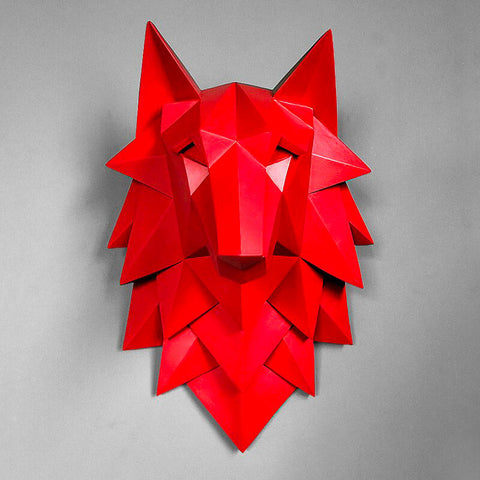 Sculpture Murale Design <br/> Tête de Loup Origami