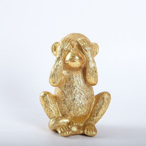 Statue Gorille <br/> Les 3 Singes de la Sagesse Déco 14 cm