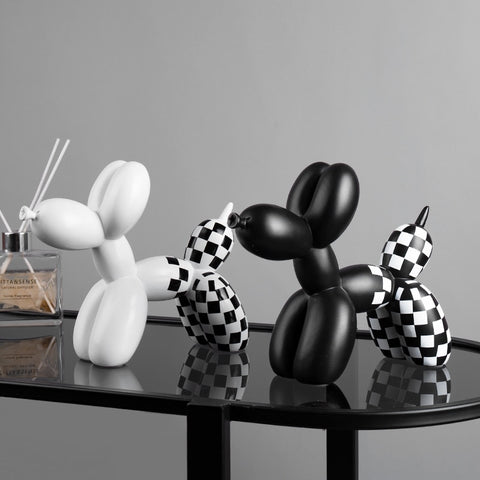 Statue Chien <br/> Balloon Dog à Damier