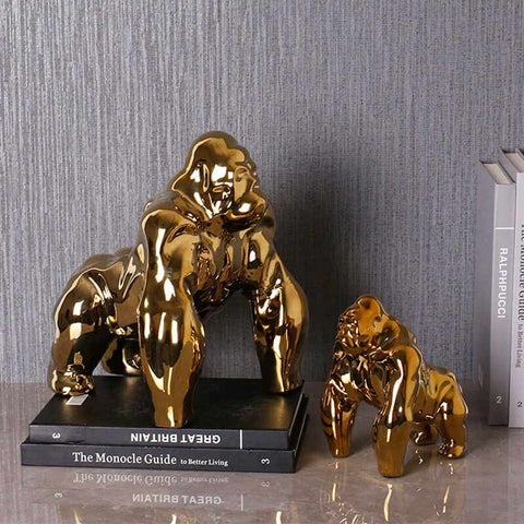 Statue Gorille <br/> Design Doré