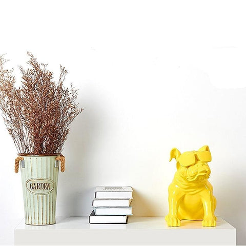 Statue Chien <br/> Bouledogue Lunettes 34 cm