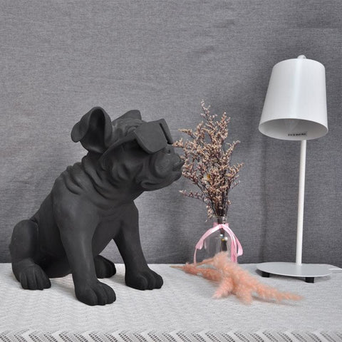 Statue Chien <br/> Bouledogue Lunettes