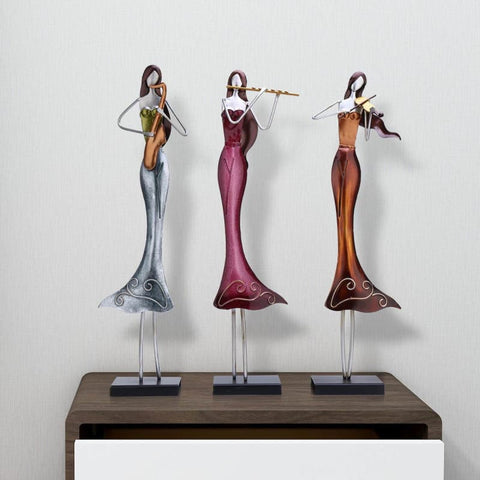 Statue Femme <br/> Musicienne Métal 50 cm