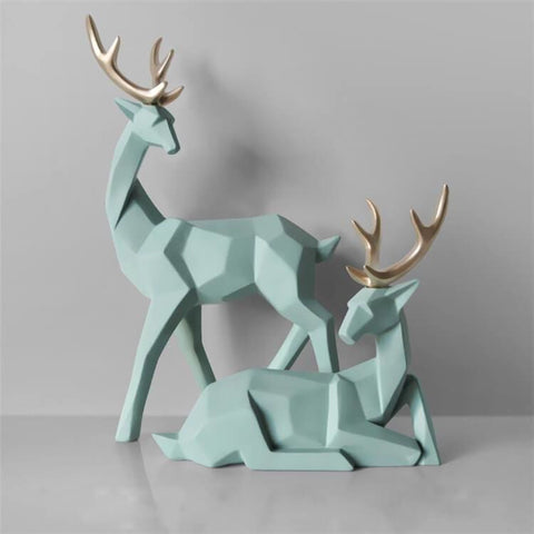 Statue Cerf <br/> Biche Origami (Deux Éléments)