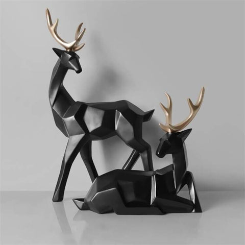 Statue Cerf <br/> Biche Origami (Deux Éléments)