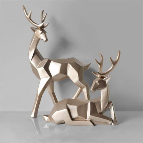 Statue Cerf <br/> Biche Origami (Deux Éléments)