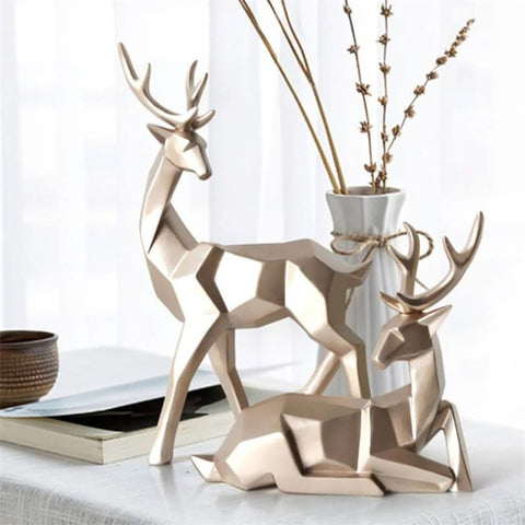 Statue Cerf <br/> Biche Origami (Deux Éléments)