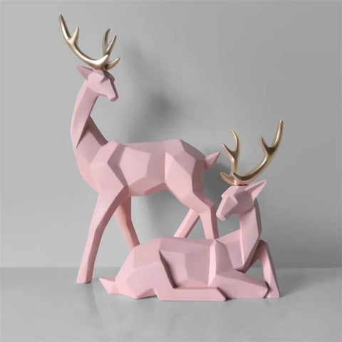 Statue Cerf <br/> Biche Origami (Deux Éléments)