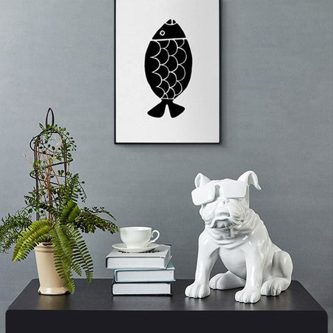 Statue Chien <br/> Bouledogue Lunettes 34 cm