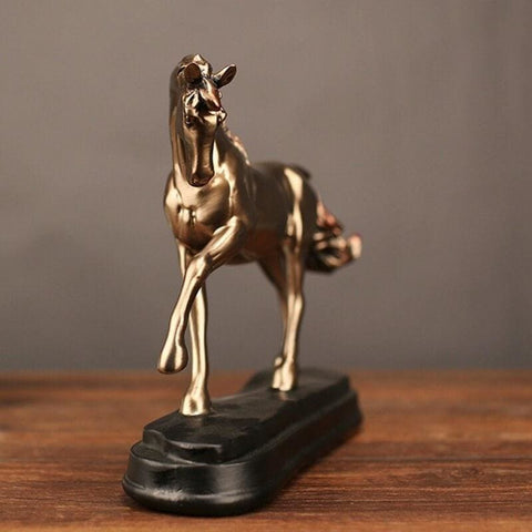 Statue Cheval <br/> Doré effet bronze 20 cm
