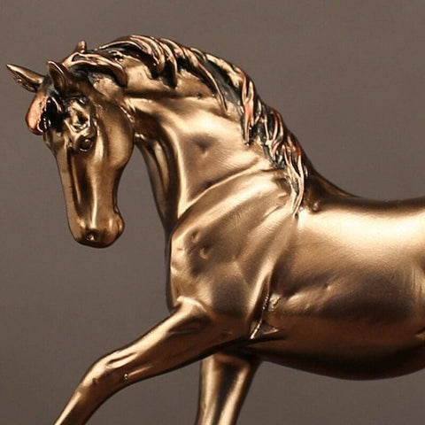 Statue Cheval <br/> Doré effet bronze 20 cm