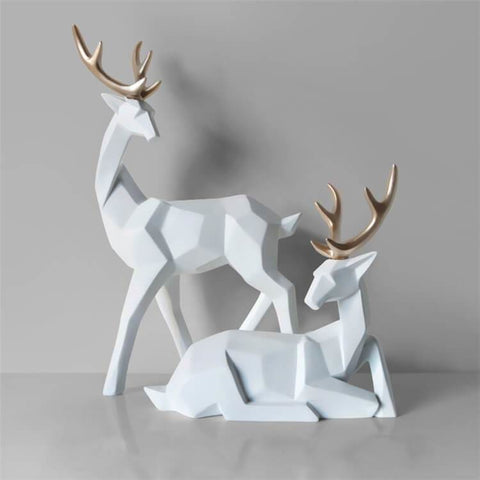 Statue Cerf <br/> Biche Origami (Deux Éléments)