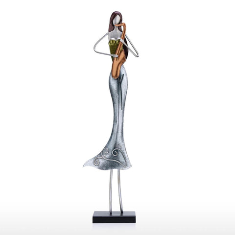 Statue Femme <br/> Musicienne Métal 50 cm