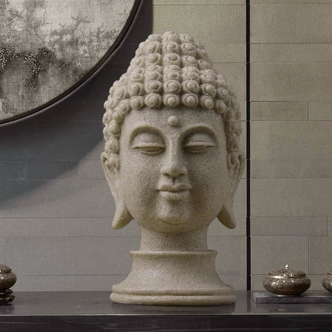 Sculpture Moderne Tête <br/> de Bouddha Pierre 33 cm