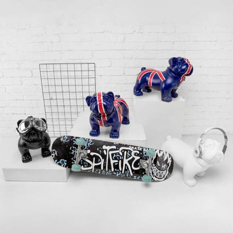 Statue Chien <br/> Bouledogue Moto 33 cm